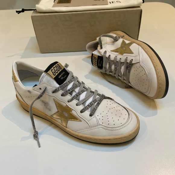 Golden Goose Ball Star Sneaker Milk White Leather/Gold sz 38 New in Box - Picture 11 of 14